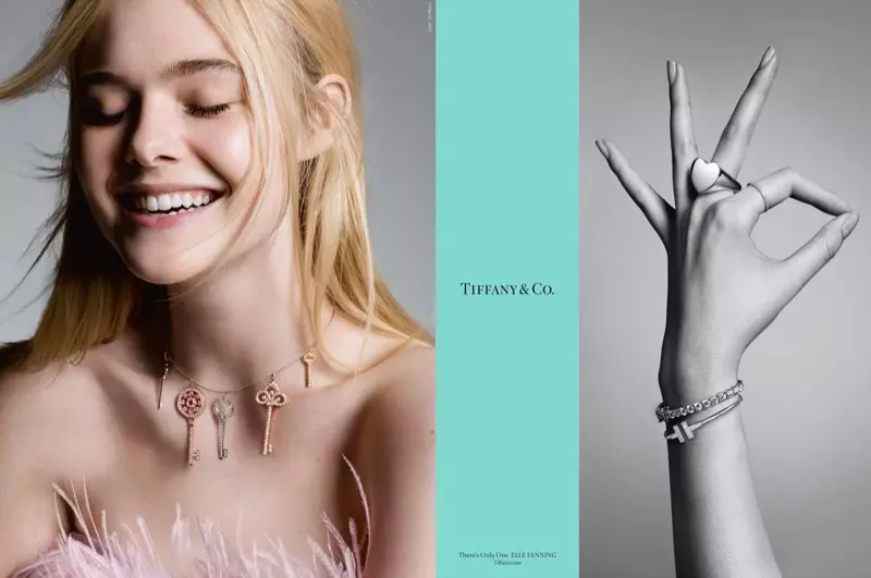 Todo ngiti si Elle Fanning sa kampanyang taglagas-taglamig 2017 ng Tiffany & Co