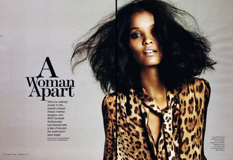 Liya Kebede oleh David Roemer untuk Marie Claire US Februari 2011