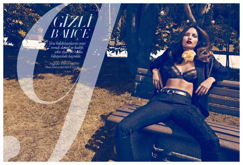 Alyssa Miller 为 Harper's Bazaar 土耳其 10 月封面拍摄的 Koray Birand 拍摄的运动内衣