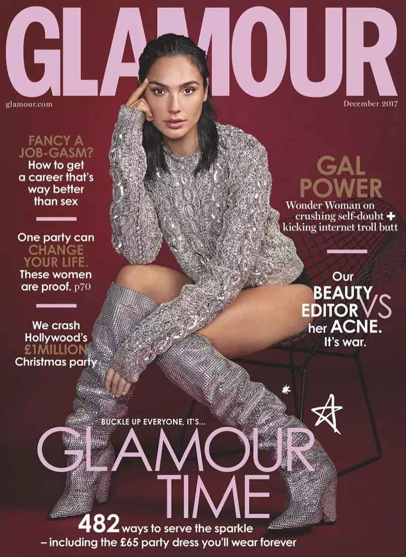 Gal Gadot on Glamour UK දෙසැම්බර් 2017 කවරය