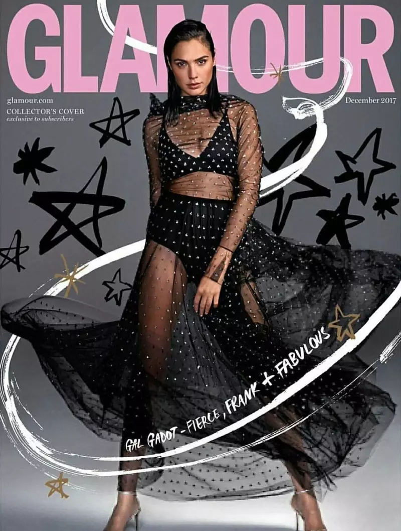 השחקנית גל גדות לובשת שער Glamour UK דצמבר 2017