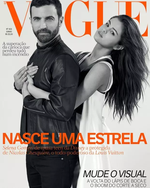 Nicolas Ghesquière y Selena Gomez en la portada de junio de 2016 de Vogue Brasil