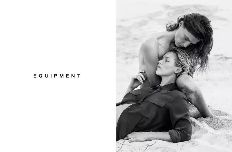 Daria Werbowy & Kate Moss pose di pantai pikeun kampanye musim semi 2016 Equipment