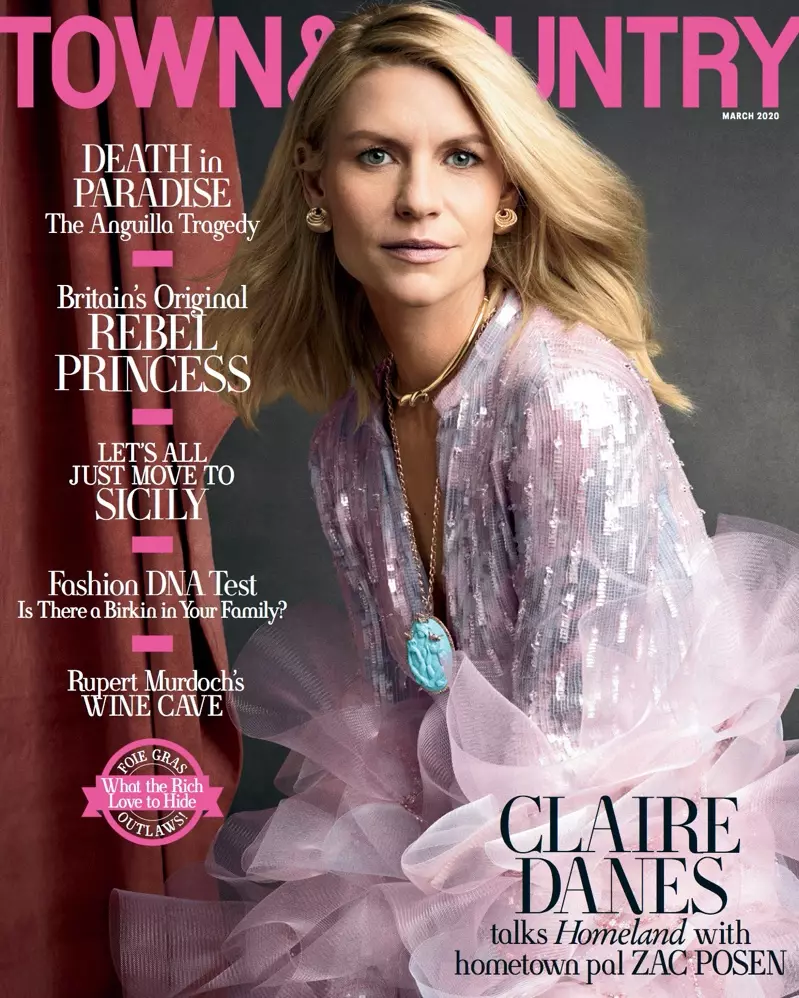 Claire Danes sulla copertina di Town & Country di marzo 2020