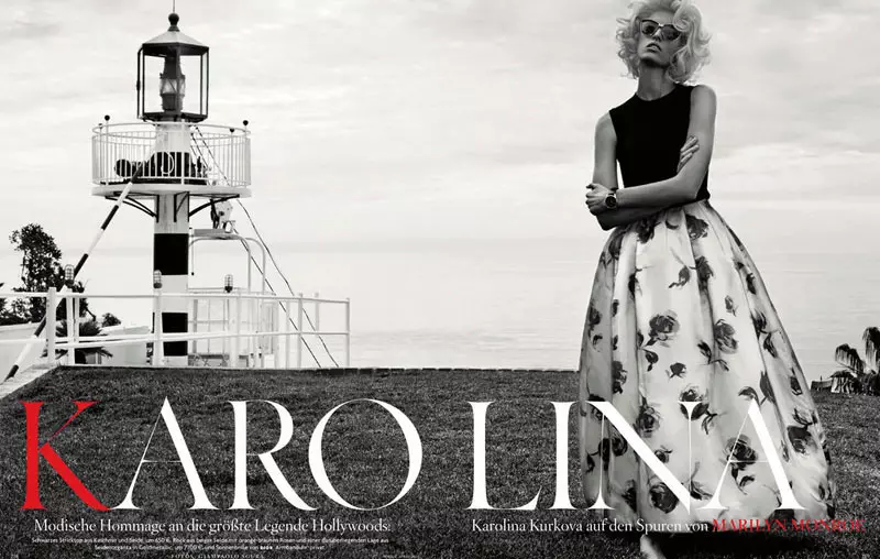 U-Karolina Kurkova uyi-Retro Chic ye-Vogue Germany's April Issue ka-Giampaolo Sgura