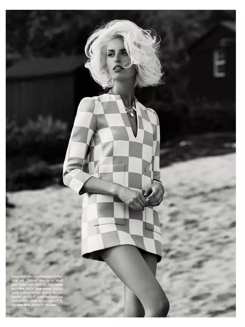 Karolina Kurkova is Retro Chic voor het aprilnummer van Vogue Duitsland door Giampaolo Sgura