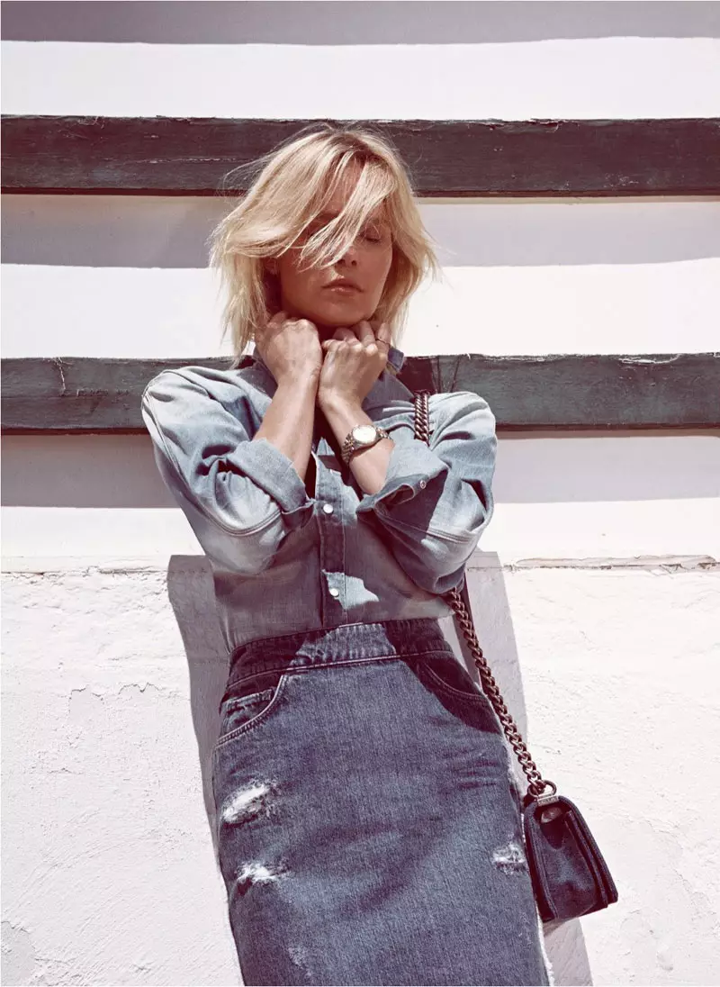 Dewi Driegen Dons Denim para sa Koray Birand sa Grazia Spain Mayo 2013