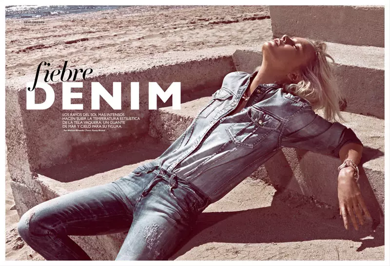 Dewi Driegen Dons Denim para sa Koray Birand sa Grazia Spain Mayo 2013