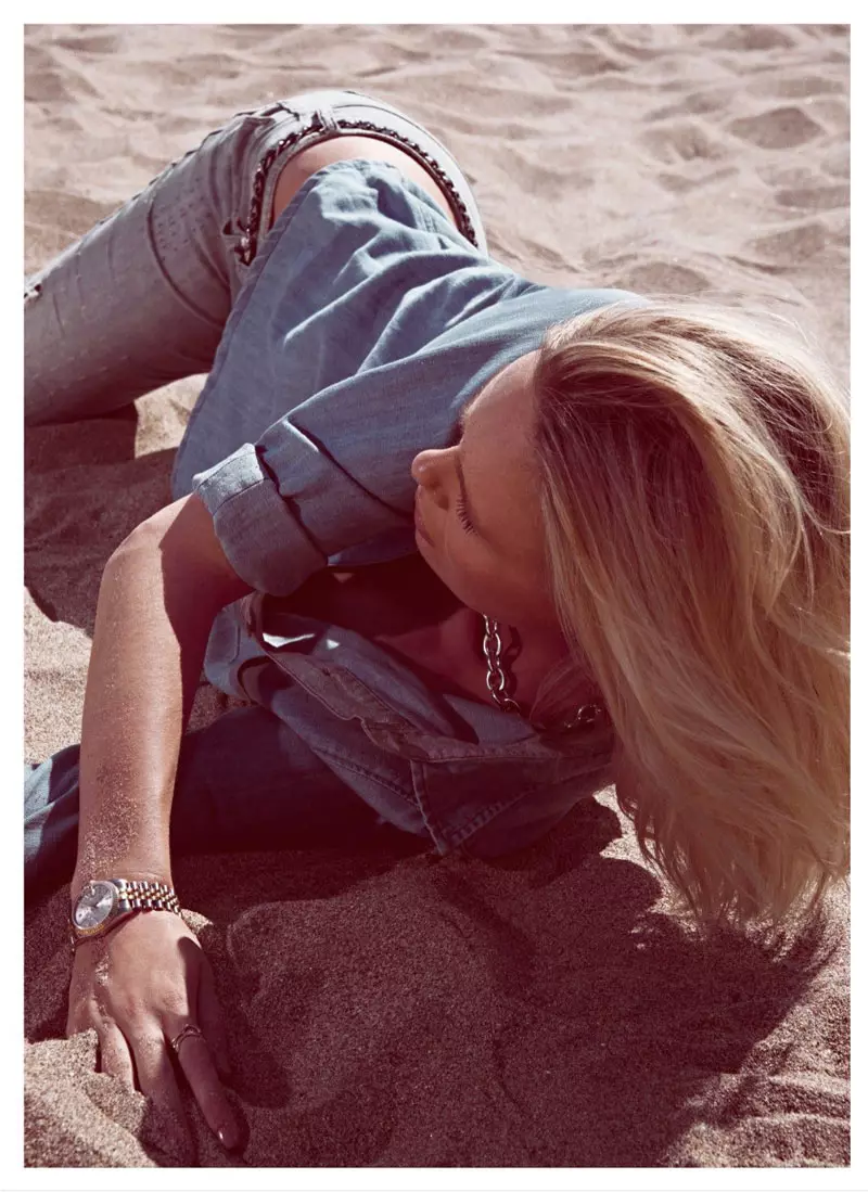 Dewi Driegen Dons Denim para sa Koray Birand sa Grazia Spain Mayo 2013