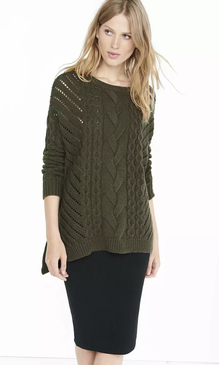 Express Oversized Open Cable Knit Tunic Sweater មានលក់ក្នុងតម្លៃ $69.90