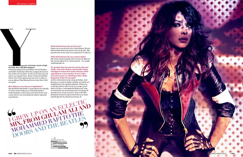 GQ India 12월호의 Priyanka Chopra Dons Glam Rock 스타일