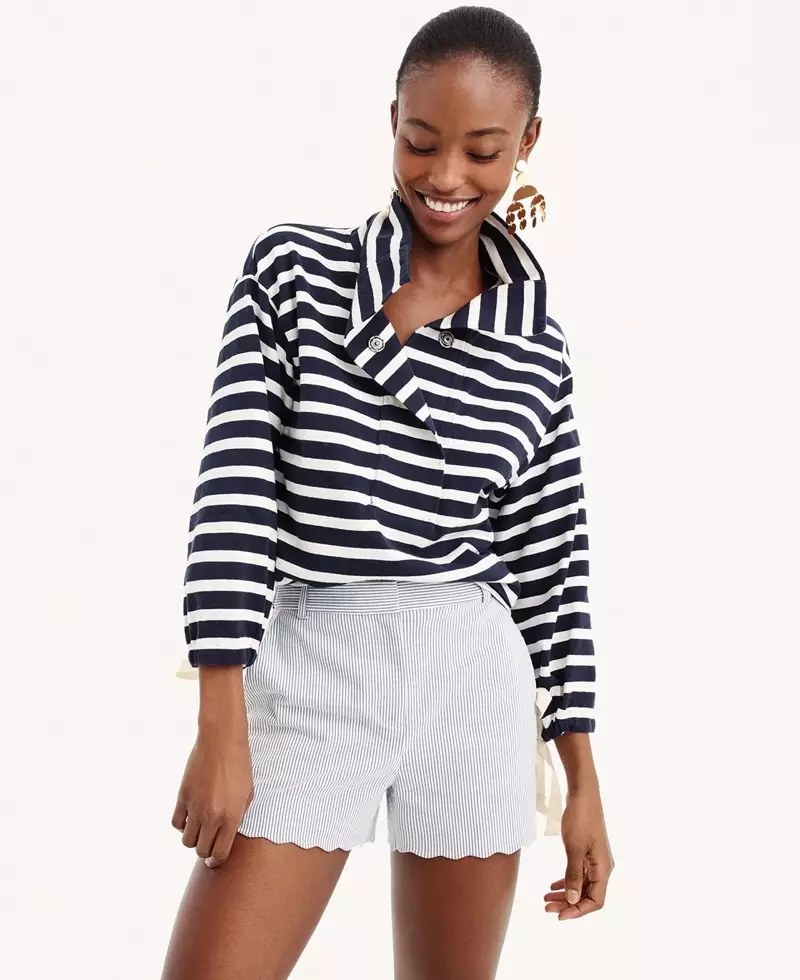 J. Crew 条纹按扣领运动衫，3