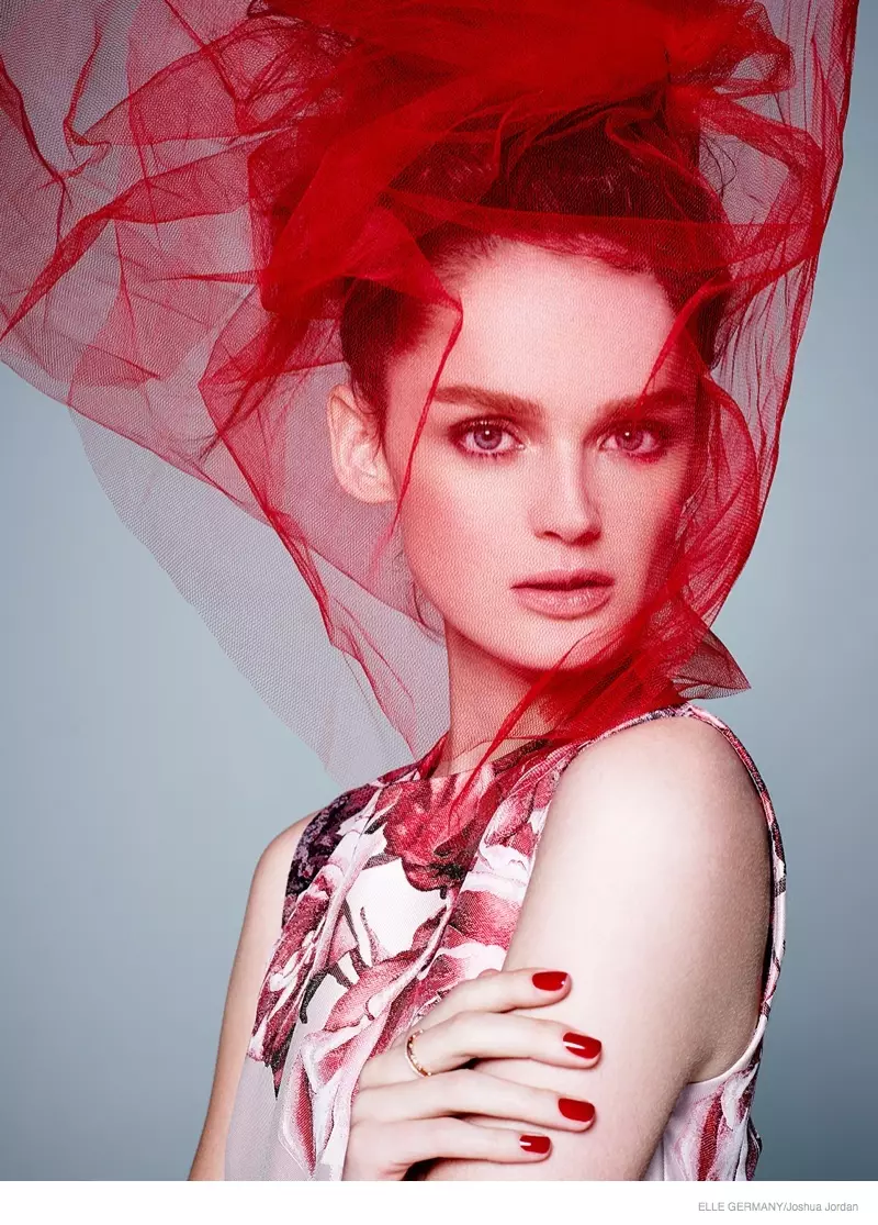 Lisa Cant Models Red Hot Looks for Elle Germany