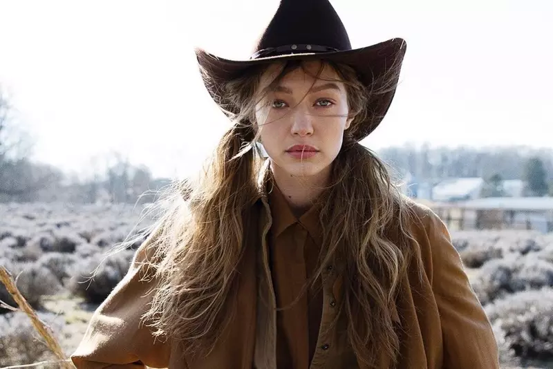 Gigi Hadid Models Farm Fashions pro Vogue Czechoslovakia