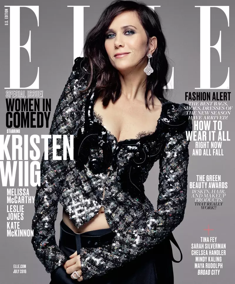 Kristen Wiig na capa da revista ELLE de julho de 2016