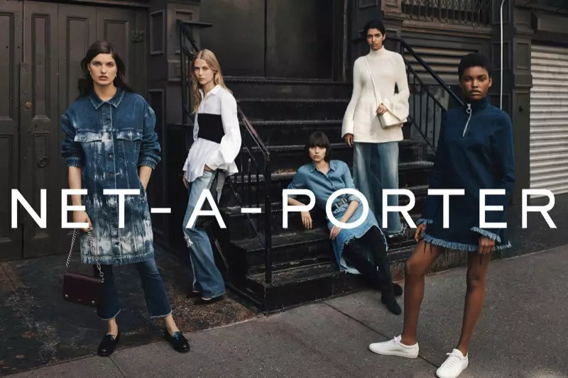 Net-a-Porter ji bo kampanyaya payîz-zivistana 2016-an şêwaza denim hembêz dike