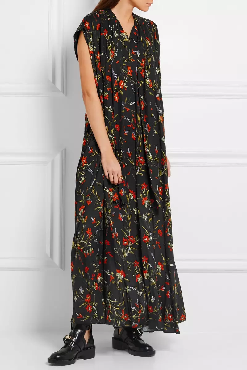 Balenciaga Floral Print Crepe Maxi Dress