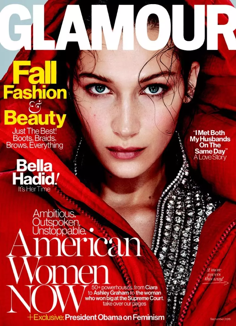 Bella Hadid a la portada de la revista Glamour de setembre de 2016