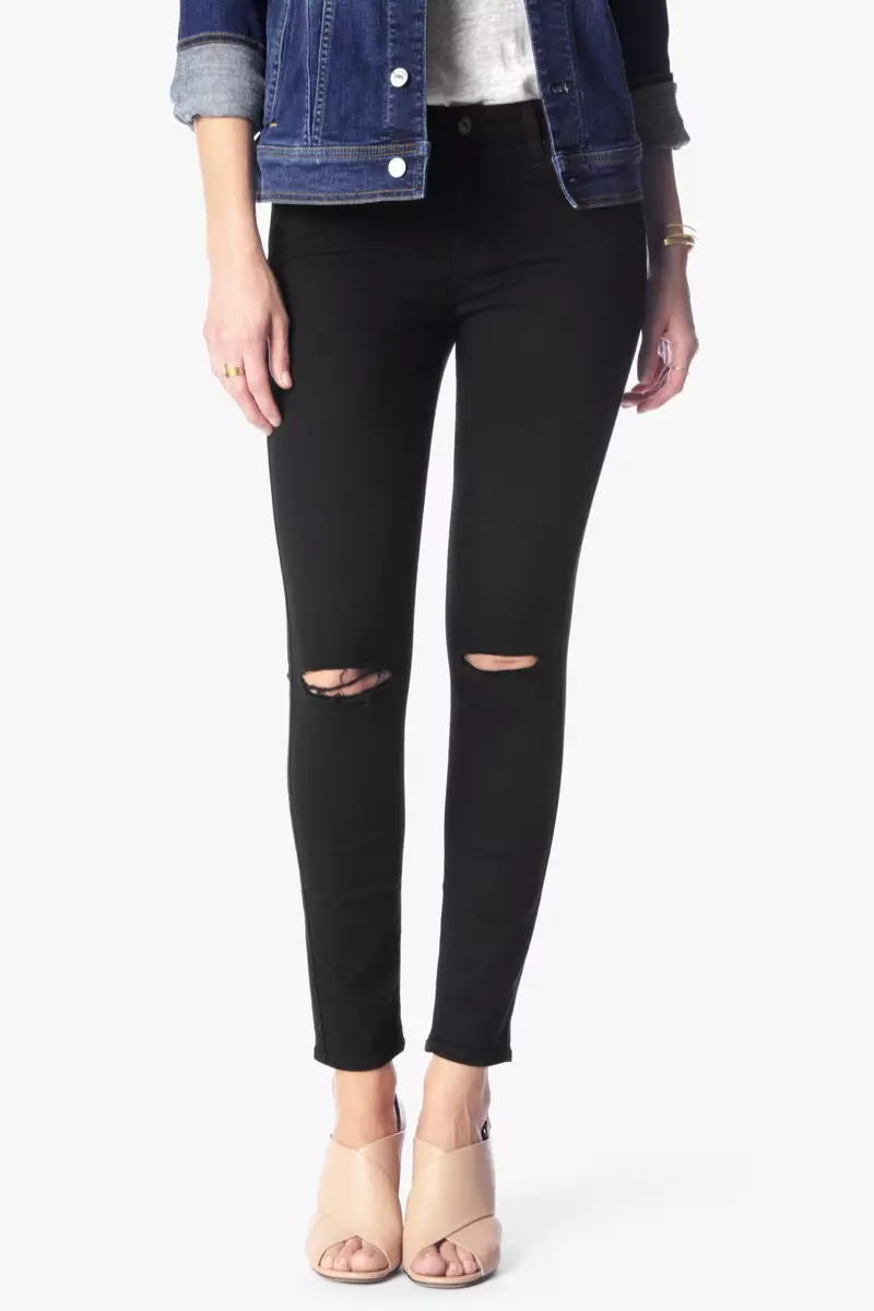 7 for All Mankind B(air) Denim Ankel Skinny med knä slitsar i svart