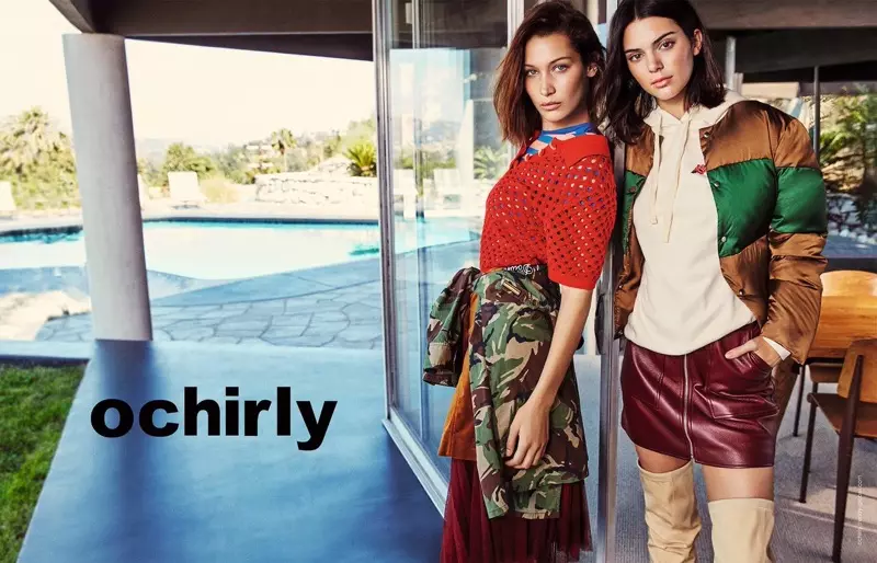 貝拉·哈迪德 (Bella Hadid) 和肯德爾·詹娜 (Kendall Jenner) 身著酷女孩造型亮相 Ochirly 2017 秋季廣告大片