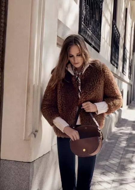 Josephine le Tutour Models 1970's Inspired Outerwear from Mango