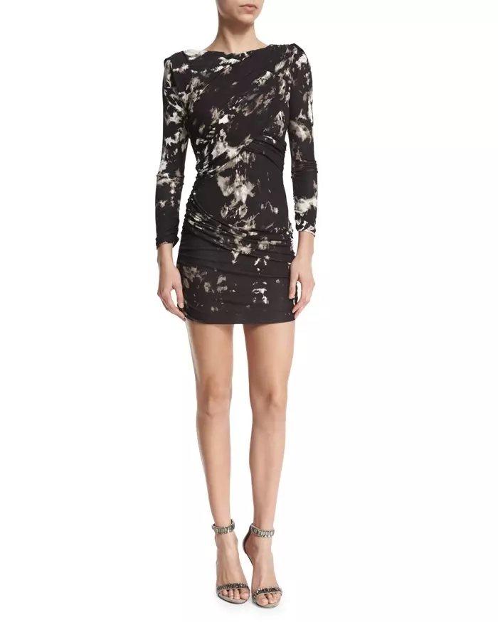 Roberto Cavalli Long Sleeve Ruched Cowl Back Dress