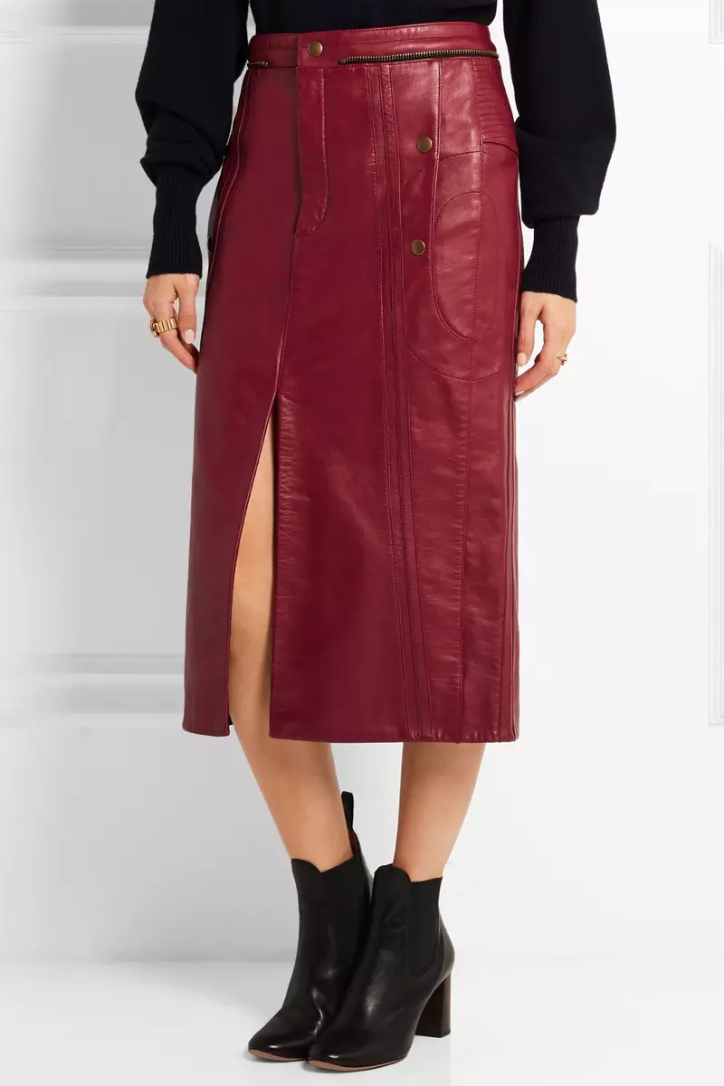 Chloe Alawọ Ikọwe Skirt