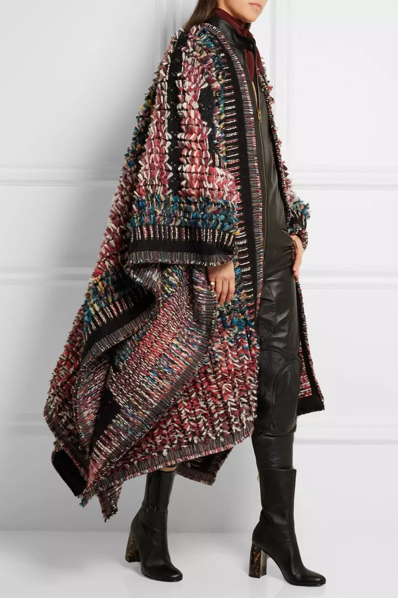 Chloe Wollmischung Bouclé-Jacquard-Poncho