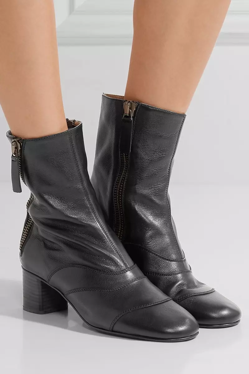 Ang Chloe Paneled Leather Ankle Boots