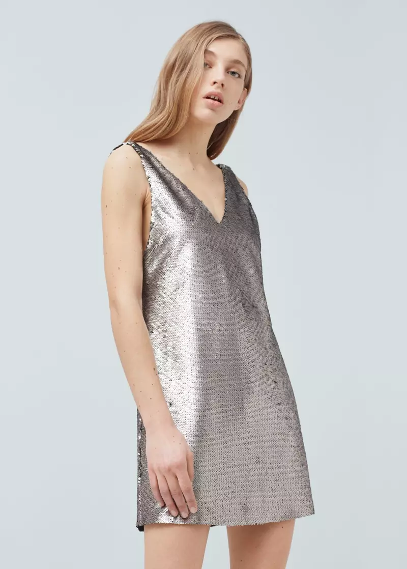 Mango Silver Sequined Jurk