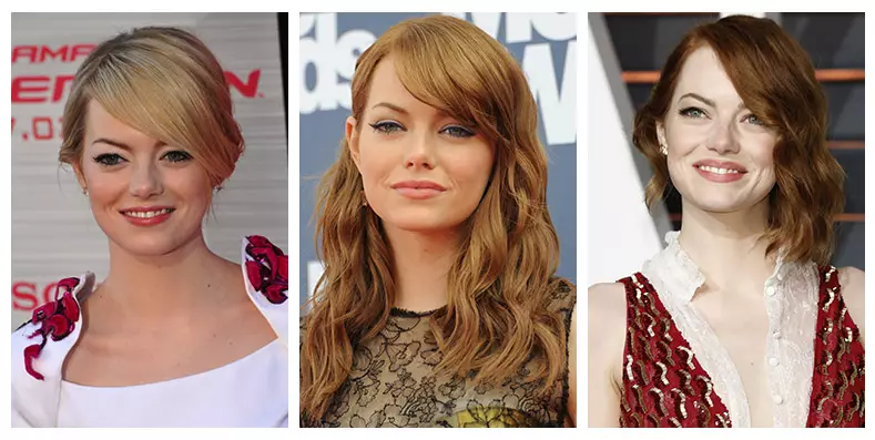 Daga m zuwa ja, Emma Stone yana da launukan gashi iri-iri a cikin shekaru. Hotuna: Shutterstock.com