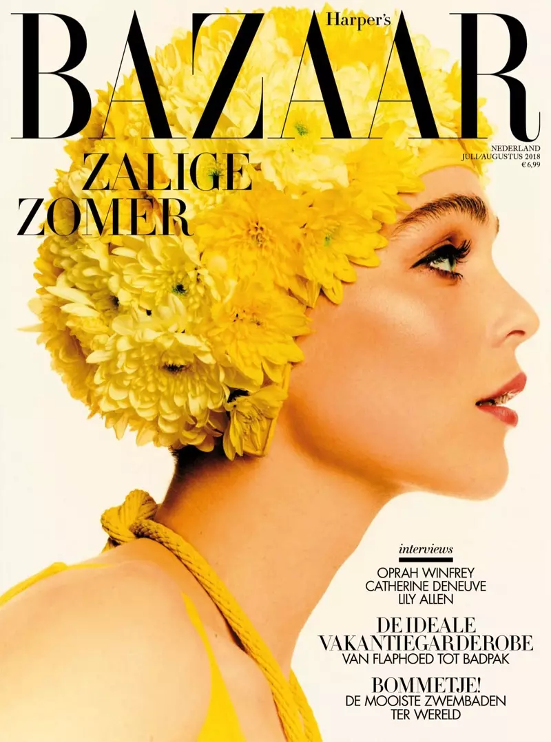 Kim Noorda modellerar chica sommarmode för Harper's Bazaar Nederländerna