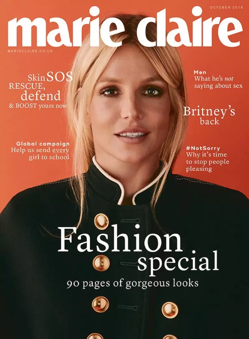 Britney Spears on Marie Claire UK 2016 年 10 月封面