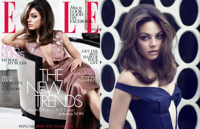 Mila Kunis est Glam des années 60 dans la séance de couverture d'août d'Elle UK par Doug Inglish