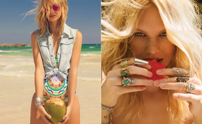 Nadine Leopold à la plage pour le numéro de mai-juin de Foam