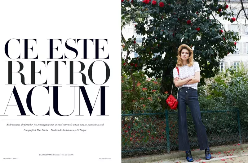 Masha Novoselova modella lo stile retrò per Bazaar Romania di Dan Beleuiu