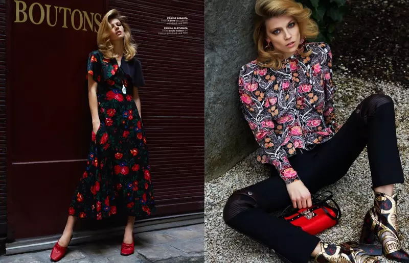 Masha Novoselova modela estilo retro para Bazaar Romania por Dan Beleuiu