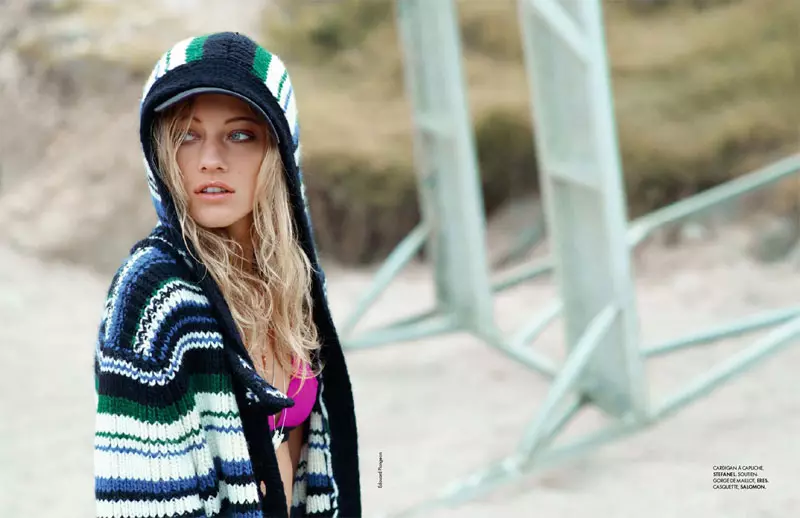 Zippora Seven Takes to the Beach in Autumn Knitwear for Elle France سيپٽمبر 2012