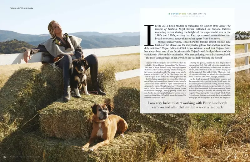 Tatjana Patitz is 'n natuurlike skoonheid vir Westlake Malibu Magazine