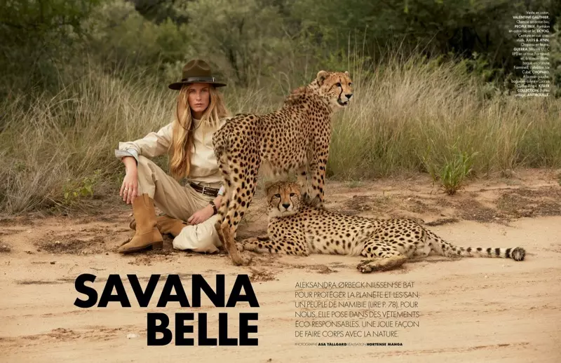 Aleksandra Ørbeck Nilsen modela estilo safari para ELLE Francia