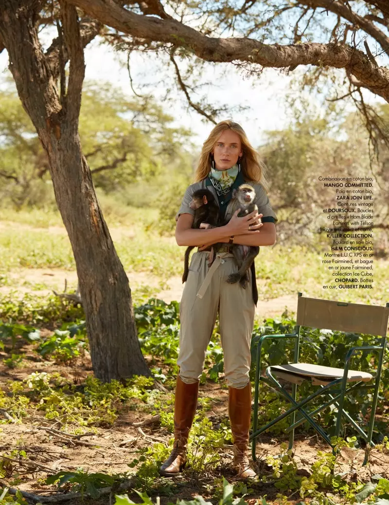 Aleksandra Ørbeck Nilsen modely Safari Style ho an'ny ELLE France