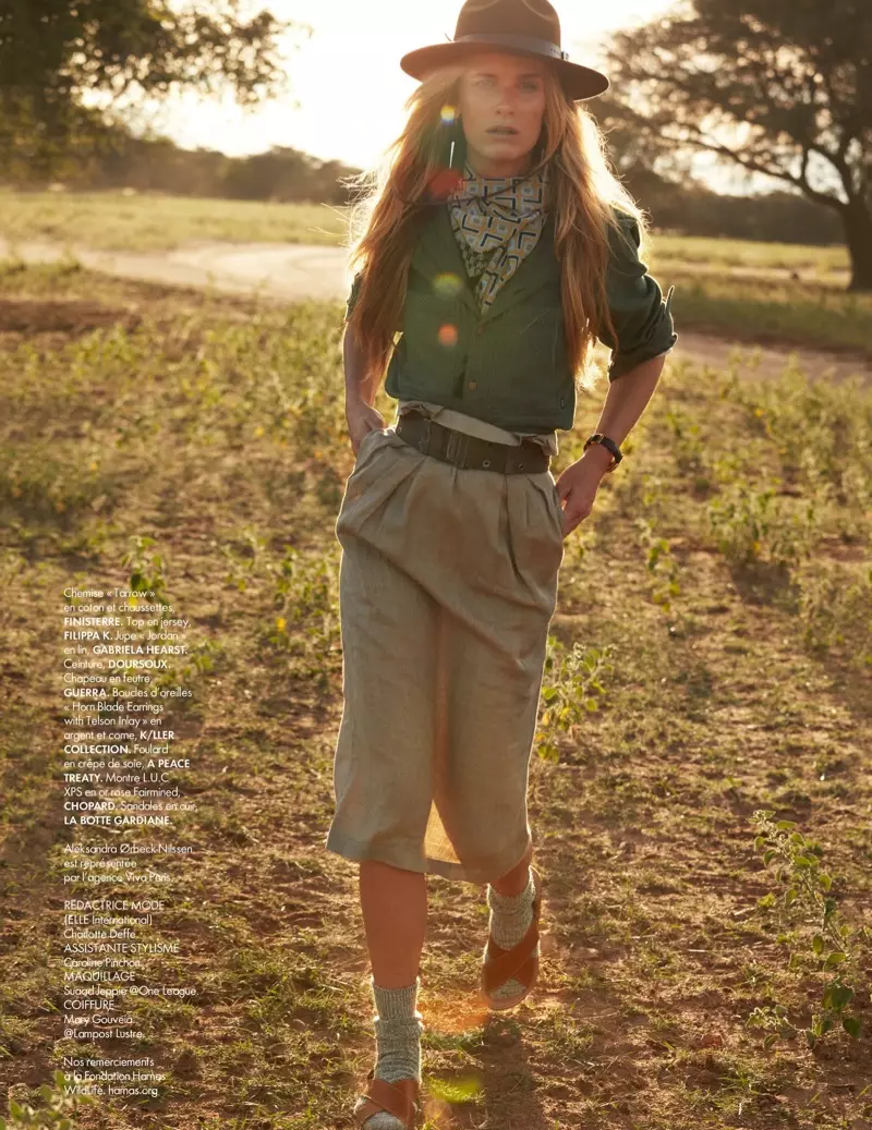 Aleksandra Ørbeck Nilsen Models Safari Style ELLE Ֆրանսիայի համար