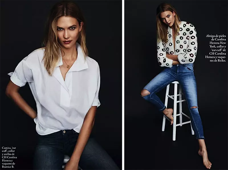 Karlie Kloss hâldt it casual yn jeans