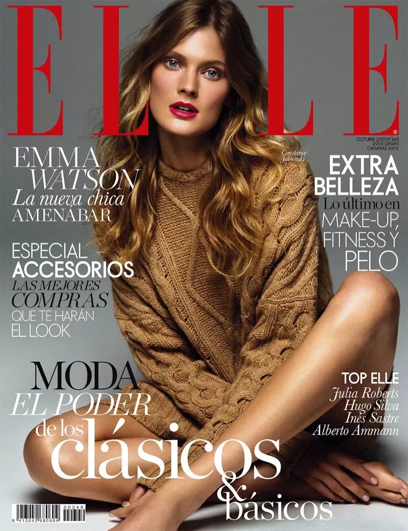 Constance Jablonski na capa da ELLE Espanha de outubro de 2015