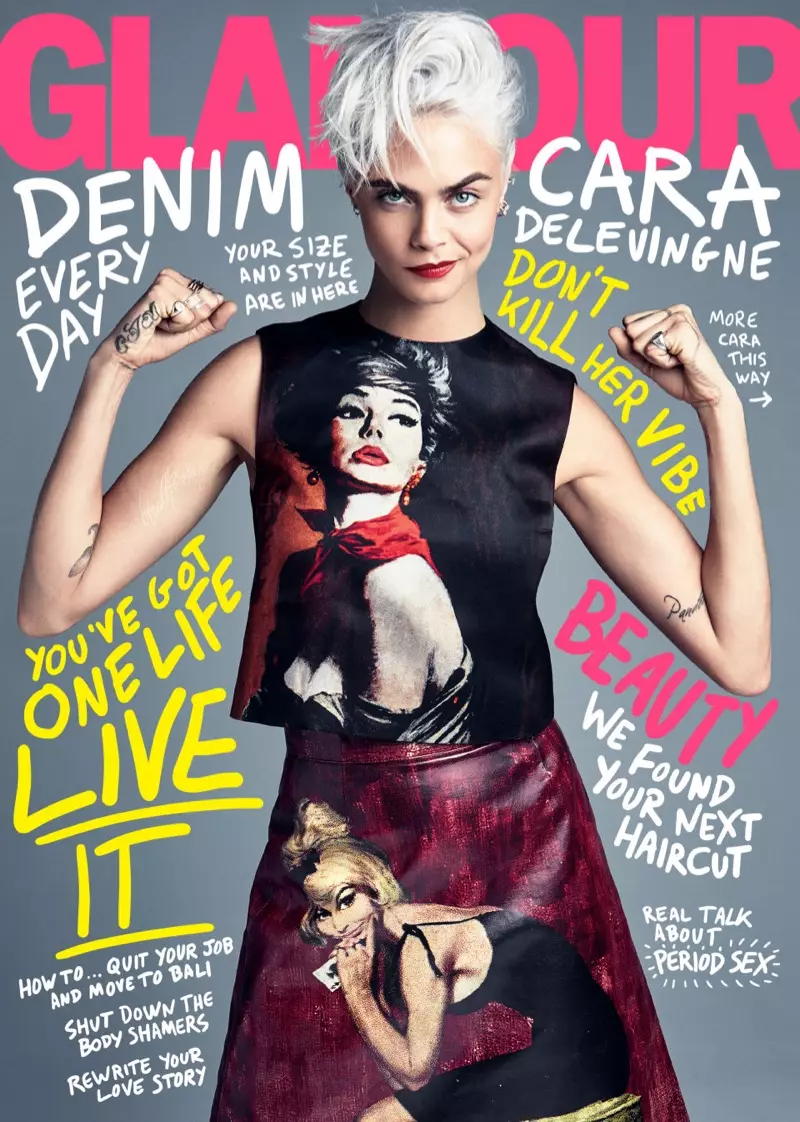 Cara Delevingne auf dem Cover des Glamour Magazine August 2017