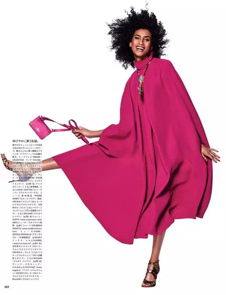 Imaan Hammam krijt glam yn 'e maitiidskolleksjes foar Vogue Japan