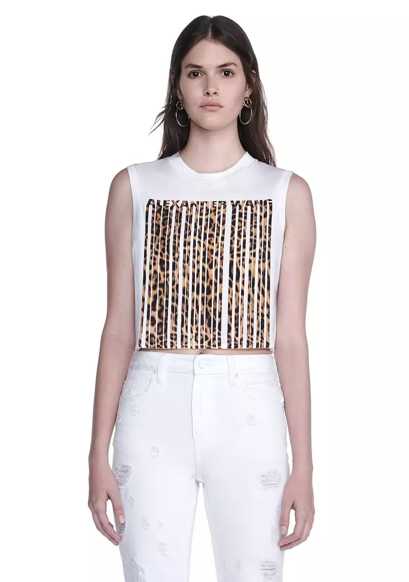 Alexander Wang Leopard Print Boded Barcode Crop Top