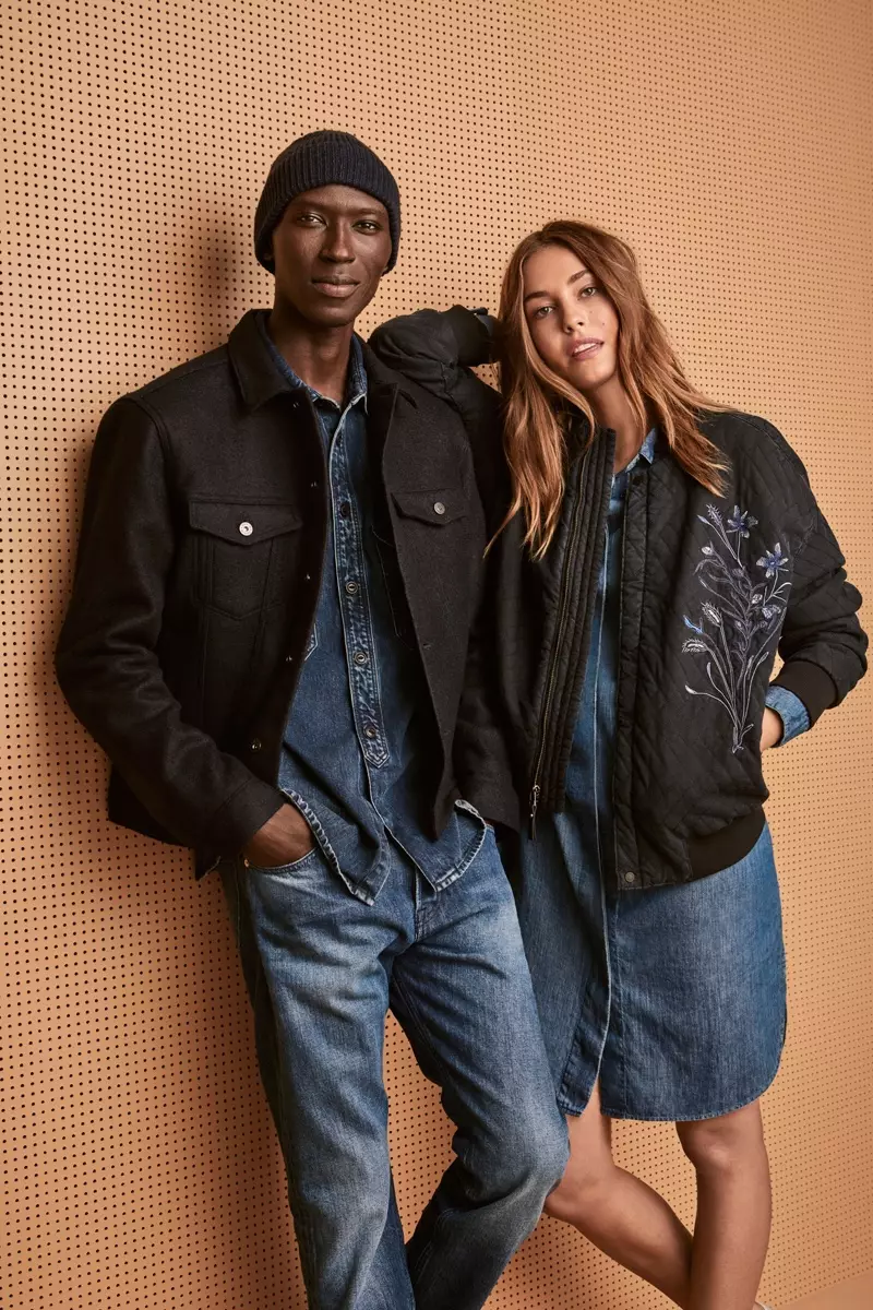 Նաջա Բենդերը կրում է H&M Conscious Quilted Lyocell Bomber բաճկոն և ջինսե վերնաշապիկ