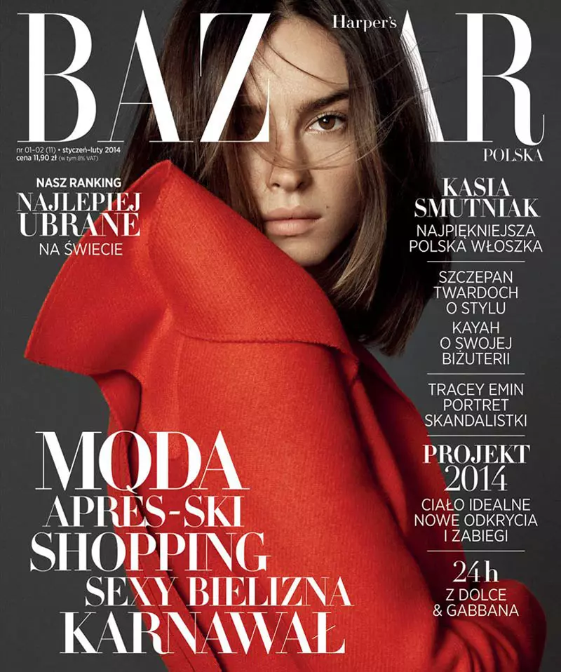 Kasia Smutniak Hnub qub hauv Harper's Bazaar Poland Jan/Feb Cover Story