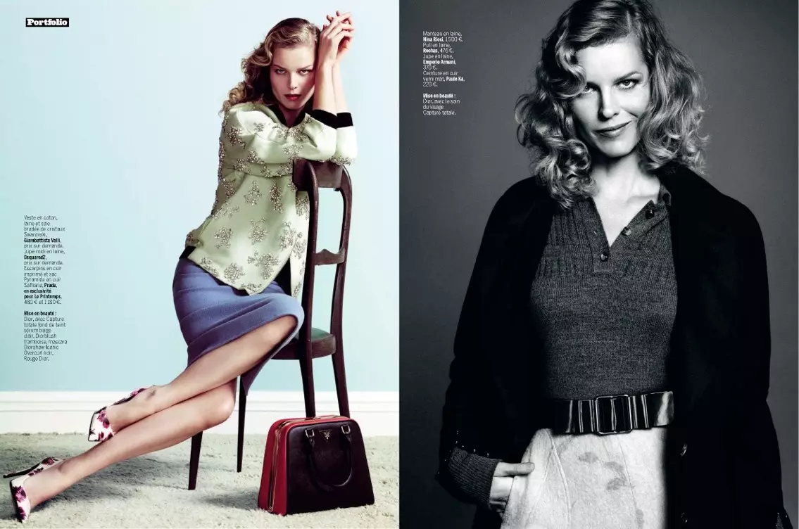 U-Eva Herzigova uyi-Ladylike Glam ye-L'Express Styles ka-Nico